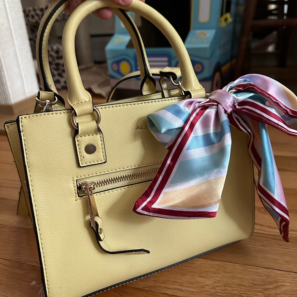 ALDO Yellow Mini Purse w/ Scarf & Shoulder Strap